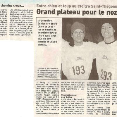 Entre Chien Et Loup 2012 Le Telegramme Du 07.01.12 Pages Sports